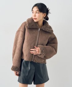 earth music&ecology リバーシブルフェイクムートンショートブルゾン