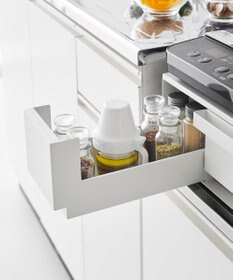 tower IHクッキングヒーターラック タワー 引き出し&スライドテーブル ホワイト