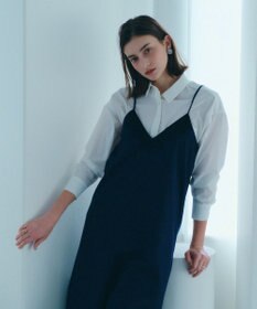 YECCA VECCA ストライプ柄レースMIXキャミワンピース