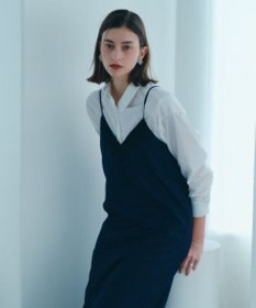 YECCA VECCA ストライプ柄レースMIXキャミワンピース