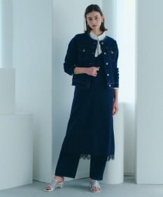 YECCA VECCA ストライプ柄レースMIXキャミワンピース