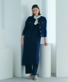 YECCA VECCA ストライプ柄レースMIXキャミワンピース