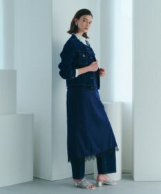 YECCA VECCA ストライプ柄レースMIXキャミワンピース