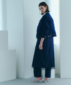 YECCA VECCA ストライプ柄レースMIXキャミワンピース