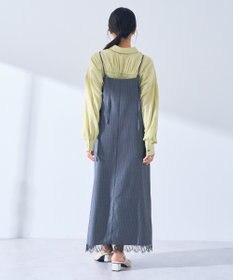 YECCA VECCA ストライプ柄レースMIXキャミワンピース