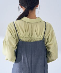 YECCA VECCA ストライプ柄レースMIXキャミワンピース