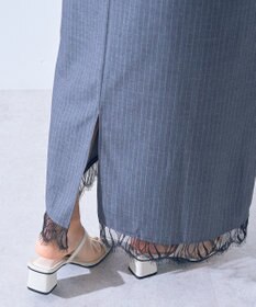 YECCA VECCA ストライプ柄レースMIXキャミワンピース