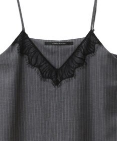 YECCA VECCA ストライプ柄レースMIXキャミワンピース