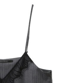 YECCA VECCA ストライプ柄レースMIXキャミワンピース