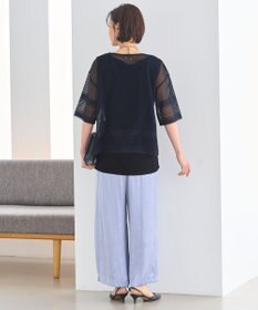 自由区 【洗える・XSサイズあり】レースEDGE Tシャツ＆インナータンクトップセット トップス