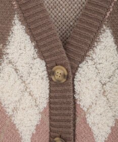 earth music&ecology ループ編みアーガイルカーディガン