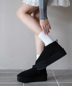 WEGO 【25年秋冬新作/あったかブーツ】厚底ムートンタッチブーツ