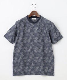 JOSEPH ABBOUD 【キングサイズ・吸水速乾】リーフ柄ジャガード クルーネック Tシャツ