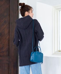 Tiaclasse 【洗える】アラン柄ニットパーカーチュニック