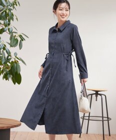 Tiaclasse L 【洗える】コーデュロイサイドリボンワンピース