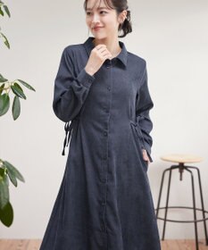 Tiaclasse L 【洗える】コーデュロイサイドリボンワンピース