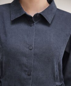 Tiaclasse L 【洗える】コーデュロイサイドリボンワンピース