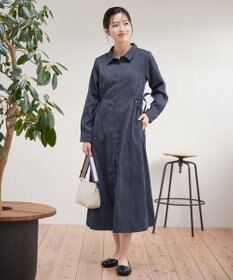 Tiaclasse L 【洗える】コーデュロイサイドリボンワンピース