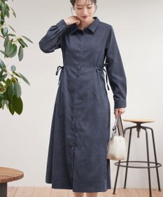 Tiaclasse L 【洗える】コーデュロイサイドリボンワンピース