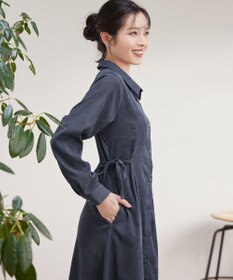 Tiaclasse L 【洗える】コーデュロイサイドリボンワンピース