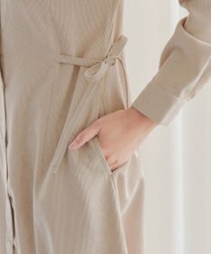 Tiaclasse L 【洗える】コーデュロイサイドリボンワンピース