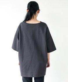 WHITE MAILS PAPER DOUBLE JERSEY KEY NECK T-シャツ