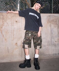 WEGO 【ユニセックス着用ITEM/MLサイズ展開】ブリーチワッフルダメージグラフィックT（SS）