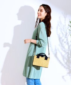 Tiaclasse 【洗える】体型カバーも叶う透け柄編みニットチュニックアンサンブル（2点セット）