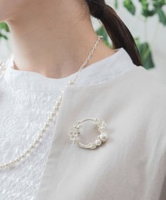 Pisceans フローラル&コットンパールブローチ