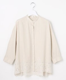 自由区 L エンブロイダリーブロードバンドカラー ブラウス