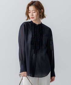 23区 【VERY11月号掲載/洗える】TWボイル フリルディテール ブラウス ネイビー系