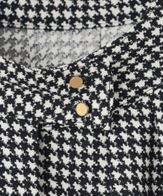 23区 【洗える】バックサテンアムンゼン千鳥プリント ブラウス