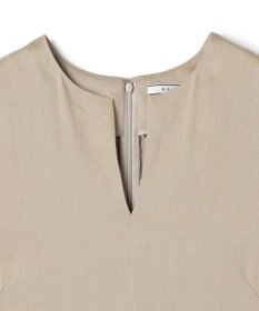 BEIGE， MICA / リネンブレンドノースリーブロングドレス