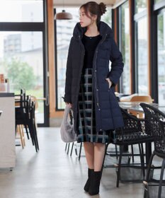 Tiaclasse 【洗える】リボンベルト付きチェック柄ニットワンピース