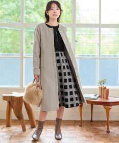 Tiaclasse 【洗える】リボンベルト付きチェック柄ニットワンピース