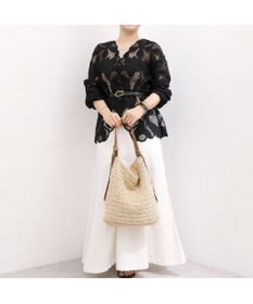 UNBILLION カシュカシュ cachecache / 下がりグログラン地柄編みトート カゴバッグ