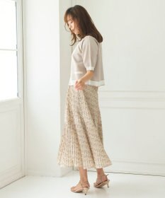 Feroux 【洗える】バイカラーハーフスリーブ カーディガン