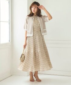 Feroux 【洗える】バイカラーハーフスリーブ カーディガン