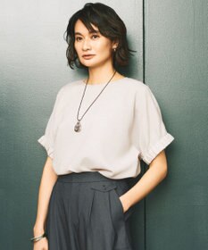 自由区 【カタログ掲載・洗える】ラスティックメッシュドルマンスリーブ Tブラウス フラックス