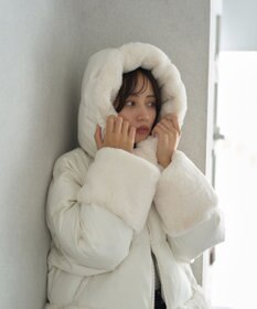 earth music&ecology フードファー中綿ショートコート