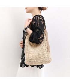 UNBILLION カシュカシュ cachecache / 下がりグログラン地柄編みトート カゴバッグ