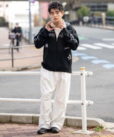 WEGO ジャガードグラフィックニットZIPパーカー