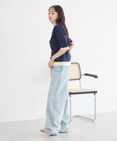 earth music&ecology ヘンリーネック半袖ニットプルオーバー