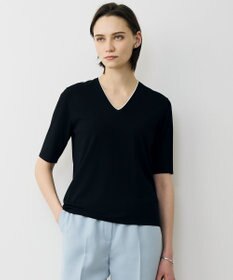 ICB L 【先行予約・WEB限定カラーあり】 シンセティックハイゲージ 半袖Vネックニット