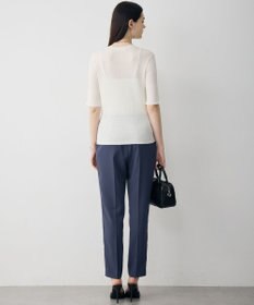 ICB リネンブレンドシアー クルーネックリブニット