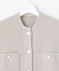 自由区 L 【洗える】テクスチャーコットンブレンド ニットアウター