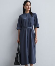 ICB FluidBackSatin シャツワンピース ダルブルー
