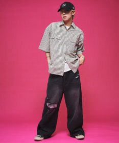 WEGO 【ユニセックス着用ITEM】ミニマムチェックロゴシャツ（SS）