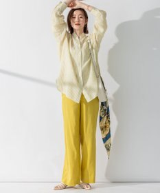 23区 【洗える】リネンレーヨンストレッチ ワイド パンツ