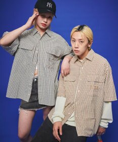 WEGO 【ユニセックス着用ITEM】ミニマムチェックロゴシャツ（SS）